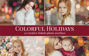 【S653】35张高清散景光斑前景虚化PS合成叠加素材假日散景照片叠加Bokeh photo overlays “Colorful Holidays”