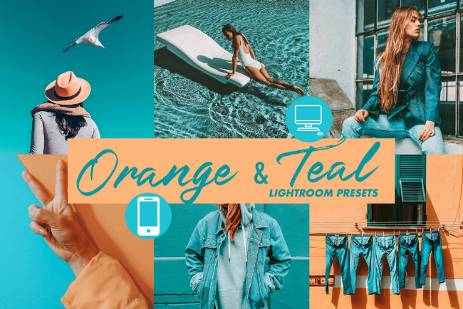【S678】ins流行色-橙色和蓝绿色调美国西部电影胶卷风格LR预设 123PRESETS Orange and Teal Lightroom Presets